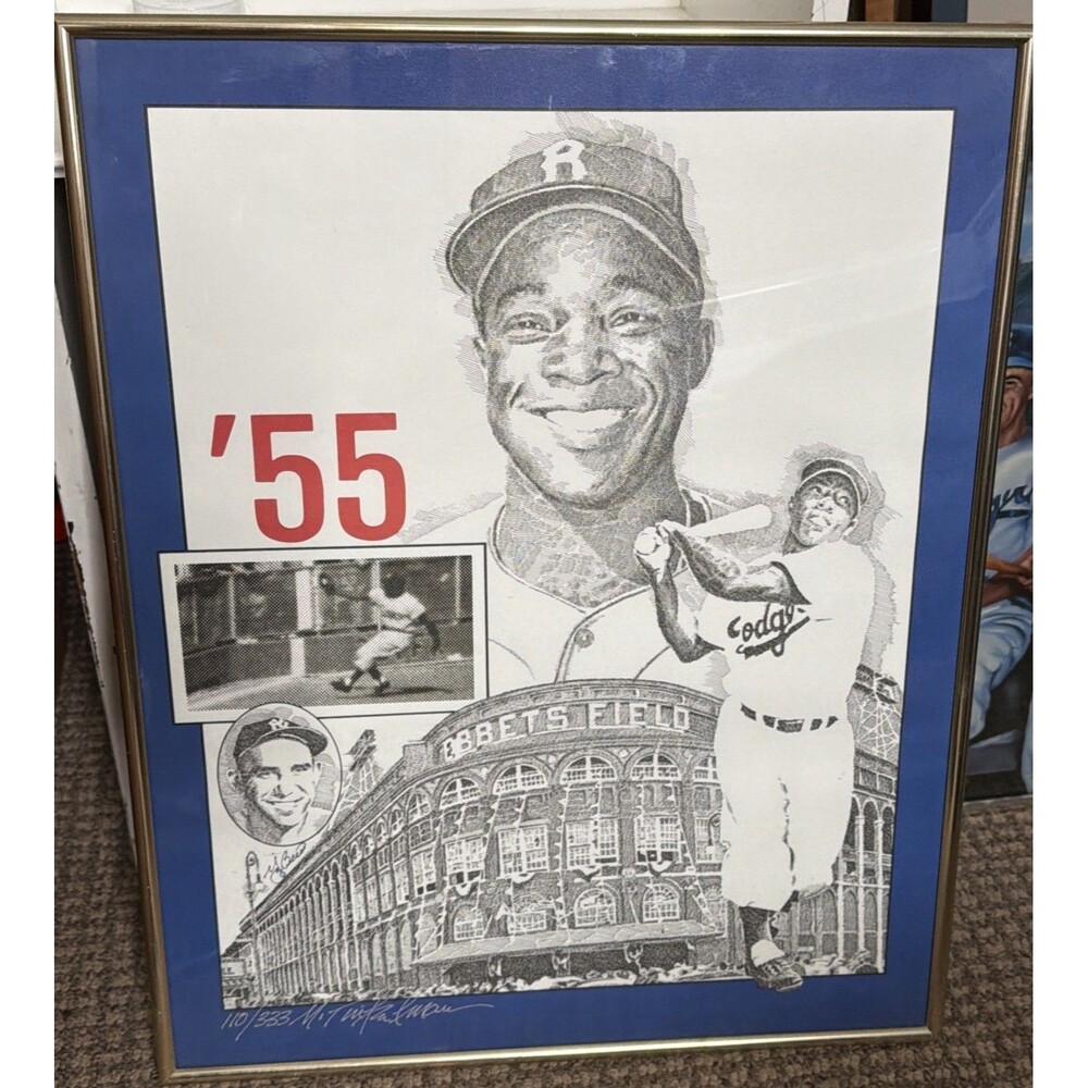 1955’ W.S. Yankees / Dodger's Auto Yogi Berra  & Sandi Amoros   Signed 16x20.5